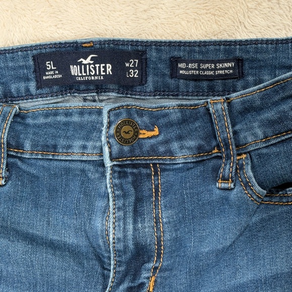 Hollister Mid Rise Super Skinny Jeans Size 27x32 Medium Wash - Picture 4 of 10